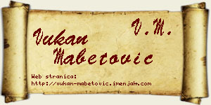 Vukan Mabetović vizit kartica